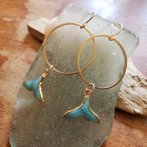 Japanese Geometric Mermaid Whale Tail Earrings
